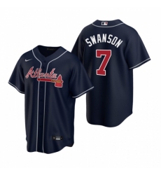 Men's Nike Atlanta Braves #7 Dansby Swanson Navy Alternate Stitched Baseball Jersey