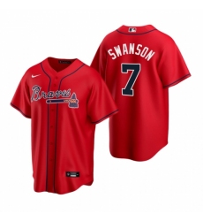 Men's Nike Atlanta Braves #7 Dansby Swanson Red Alternate Stitched Baseball Jersey