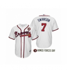 Youth 2019 Armed Forces Day Dansby Swanson #7 Atlanta Braves White Jersey