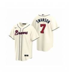 Youth Atlanta Braves #7 Dansby Swanson Nike Cream 2020 Replica Alternate Jersey