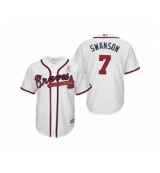 Youth Dansby Swanson Atlanta Braves #7 White 2019 Mothers Day Cool Base Jersey