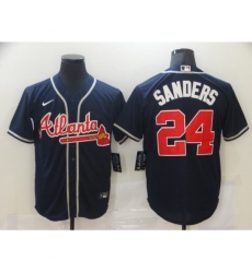 Men's Atlanta Braves #24 Deion Sanders Navy Blue Nike MLB Jersey