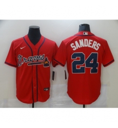 Men's Atlanta Braves #24 Deion Sanders Red Nike MLB Jersey