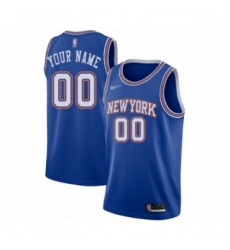 Men's New York Knicks Customized Authentic Blue Basketball Jersey - Statement Edition