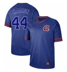 Men's Nike Atlanta Braves #44 Hank Aaron Royal Authentic Cooperstown Collection Stitched Baseball Jersey