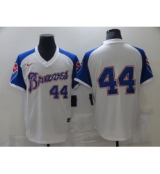 Men's Nike Atlanta Braves #44 Hank Aaron White Stitched Baseball Jersey