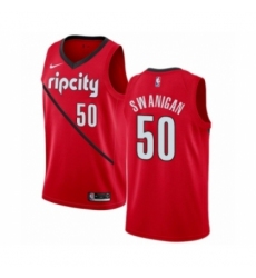 Women's Nike Portland Trail Blazers #50 Caleb Swanigan Red Swingman Jersey - Earned Edition