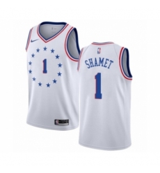 Men's Nike Philadelphia 76ers #1 Landry Shamet White Swingman Jersey - Earned Edition