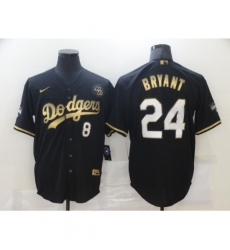 Men's Los Angeles Dodgers Kobe Bryant Black Olive Gold Portrait Jerseys