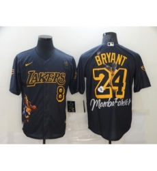 Men's Los Angeles Dodgers Kobe Bryant Black Portrait Jersey