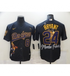 Men's Los Angeles Dodgers Kobe Bryant Black Portrait Jerseys