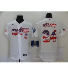 Men's Los Angeles Dodgers Kobe Bryant White 2020 Stars & Stripes 4th of July Jersey