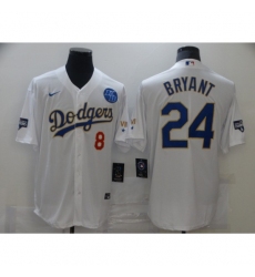 Men's Nike Los Angeles Dodgers #24 Kobe Bryant White Game Champions Authentic Jersey