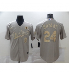 Men's Nike Mlb Los Angeles Dodgers Kobe Bryant Gray Fashion Version Jerseys