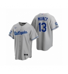 Men's Los Angeles Dodgers #13 Max Muncy Gray 2020 World Series Champions Road Replica Jersey