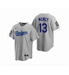 Men's Los Angeles Dodgers #13 Max Muncy Gray 2020 World Series Replica Jersey
