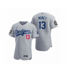 Men's Los Angeles Dodgers #13 Max Muncy Nike Gray 2020 World Series Authentic Jersey