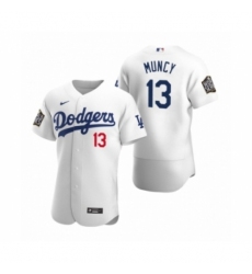 Men's Los Angeles Dodgers #13 Max Muncy Nike White 2020 World Series Authentic Jersey