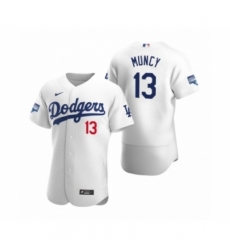 Men's Los Angeles Dodgers #13 Max Muncy White 2020 World Series Champions Authentic Jersey