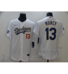 Men's Nike Los Angeles Dodgers #13 Max Muncy White Elite Series Champions Authentic Jersey