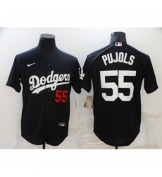Men's Los Angeles Dodgers #55 Albert Pujols Black Nike Baseball Game Jersey