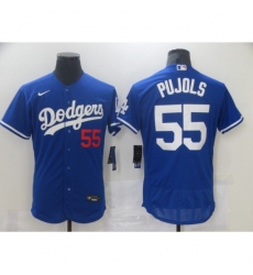 Men's Los Angeles Dodgers #55 Albert Pujols Blue Nike Road Flex Base Authentic Collection Baseball Jersey