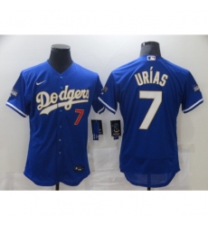 Men's Nike Los Angeles Dodgers #7 Julio Urias Blue Elite Champions Authentic Jersey