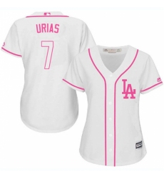 Women's Majestic Los Angeles Dodgers #7 Julio Urias Replica White Fashion Cool Base MLB Jersey
