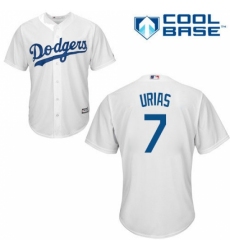 Youth Majestic Los Angeles Dodgers #7 Julio Urias Replica White Home Cool Base MLB Jersey