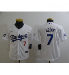 Youth Nike Los Angeles Dodgers #7 Julio Urias White Series Champions Authentic Jersey