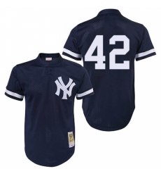 Men's Mitchell and Ness 1995 New York Yankees #42 Mariano Rivera Replica Navy Blue Throwback MLB Jersey