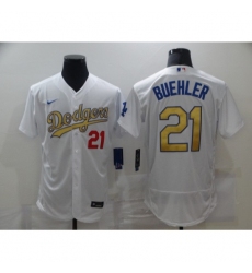 Men's Los Angeles Dodgers #21 Walker Buehl Olive Gold Authentic Jersey
