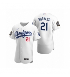 Men's Los Angeles Dodgers #21 Walker Buehler Nike White 2020 World Series Authentic Jersey