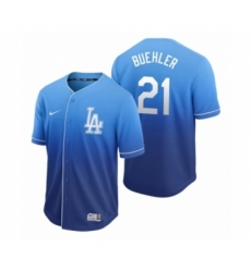 Men's Los Angeles Dodgers #21 Walker Buehler Royal Fade Nike Jersey