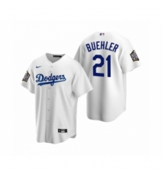 Men's Los Angeles Dodgers #21 Walker Buehler White 2020 World Series Replica Jerse