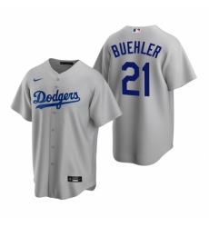 Men's Nike Los Angeles Dodgers #21 Walker Buehler Gray Alternate Stitched Baseball Jersey