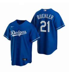 Men's Nike Los Angeles Dodgers #21 Walker Buehler Royal Alternate Stitched Baseball Jersey