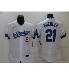Men's Nike Los Angeles Dodgers #21 Walker Buehler White Elite City Player Jersey