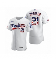 Men's Walker Buehler #21 Los Angeles Dodgers White 2020 Stars & Stripes 4th of July Jersey