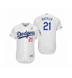 Men's Walker Buehler Los Angeles Dodgers #21 White 2019 Mothers Day Flex Base Home Jersey