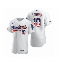 Men's Justin Turner #10 Los Angeles Dodgers White 2020 Stars & Stripes 4th of July Jersey