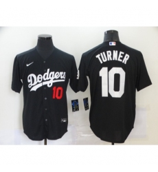 Men's Los Angeles Dodgers #10 Justin Turner Black Nike Royal Replica Alternate Jersey