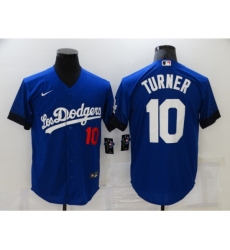 Men's Los Angeles Dodgers #10 Justin Turner Blue Game City Player Jersey