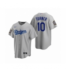 Men's Los Angeles Dodgers #10 Justin Turner Gray 2020 World Series Replica Jersey