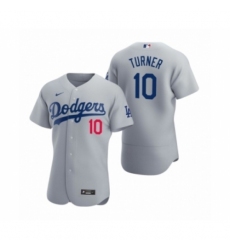 Men's Los Angeles Dodgers #10 Justin Turner Nike Gray Authentic 2020 Alternate Jersey