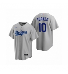 Men's Los Angeles Dodgers #10 Justin Turner Nike Gray Replica Alternate Jersey