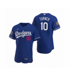 Men's Los Angeles Dodgers #10 Justin Turner Nike Royal 2020 World Series Authentic Jersey