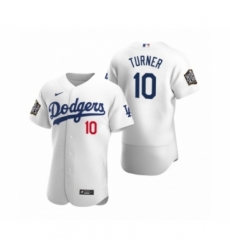 Men's Los Angeles Dodgers #10 Justin Turner Nike White 2020 World Series Authentic Jersey