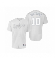 Men's Los Angeles Dodgers #10 Justin Turner Redturn2 White 2019 Players Weekend Authentic Jersey