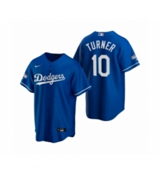 Men's Los Angeles Dodgers #10 Justin Turner Royal 2020 World Series Champions Replica Jersey